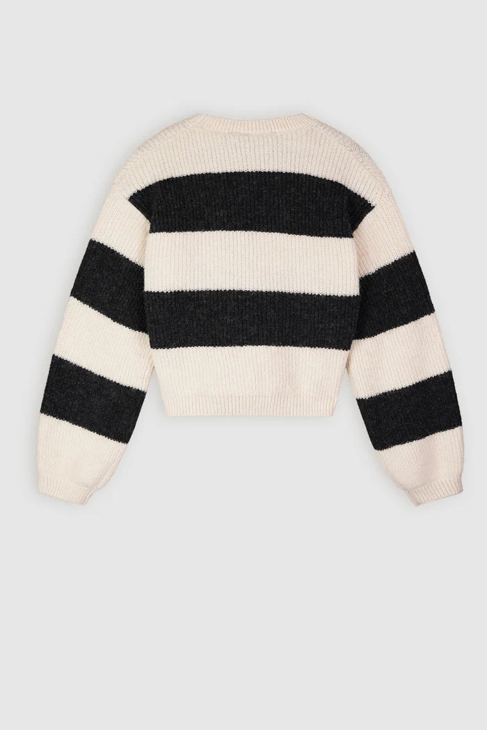 Gestreepte Gebreide Sweater Zwart