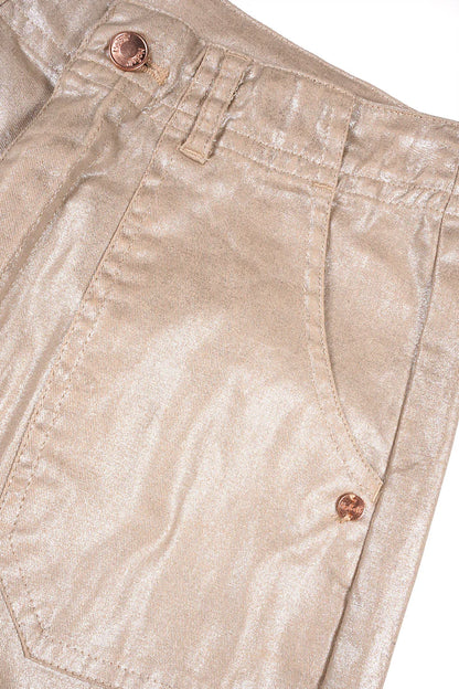 Cargo Goud Geprinte Stretch Twill Broek Zand