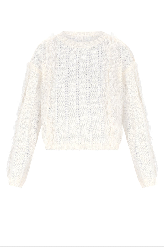 NoBell Katy gebreide trui met kant detail - Elegante meisjestrui voor feesten