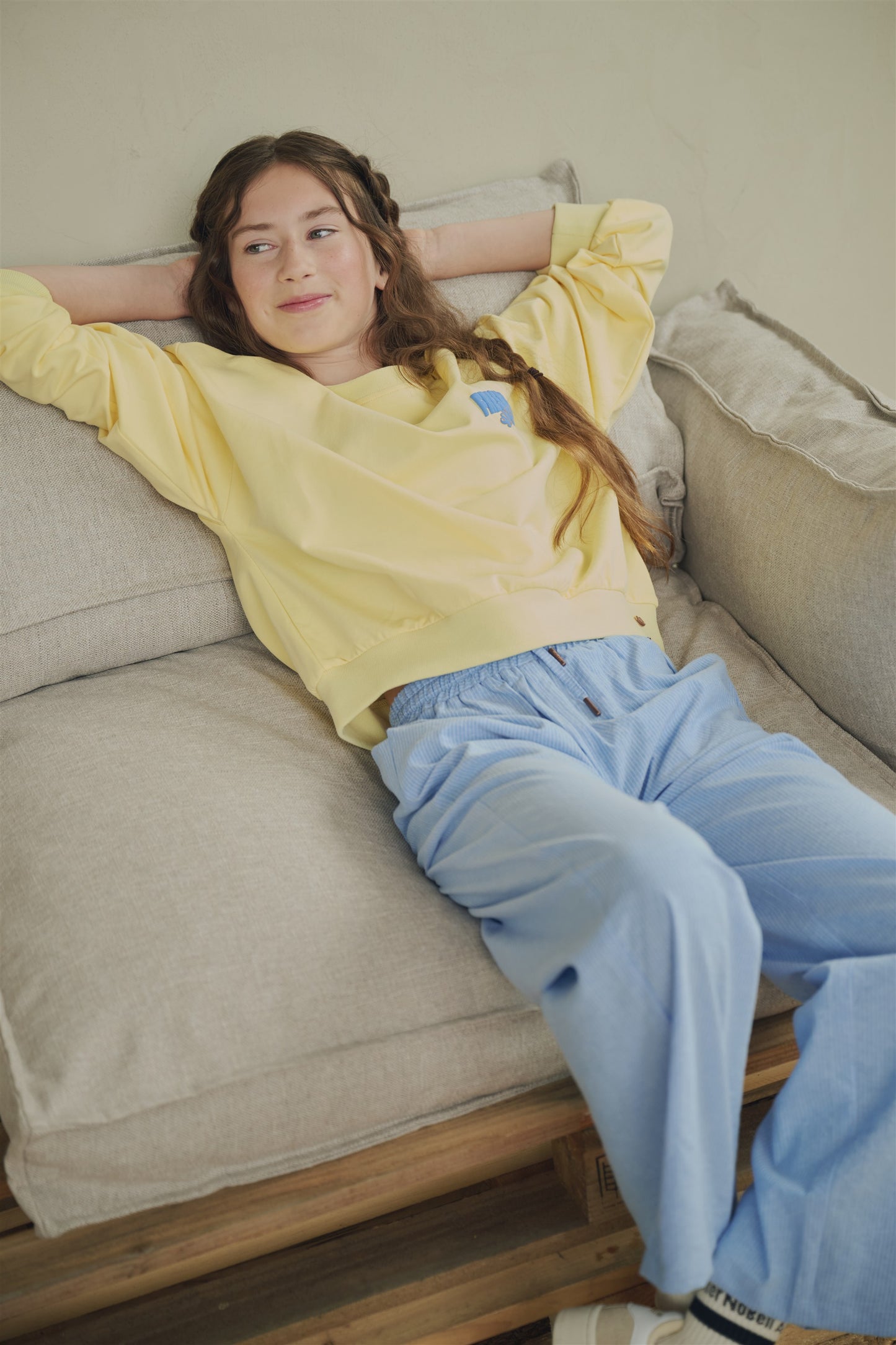 NoBell - azure blauw gestreepte broek