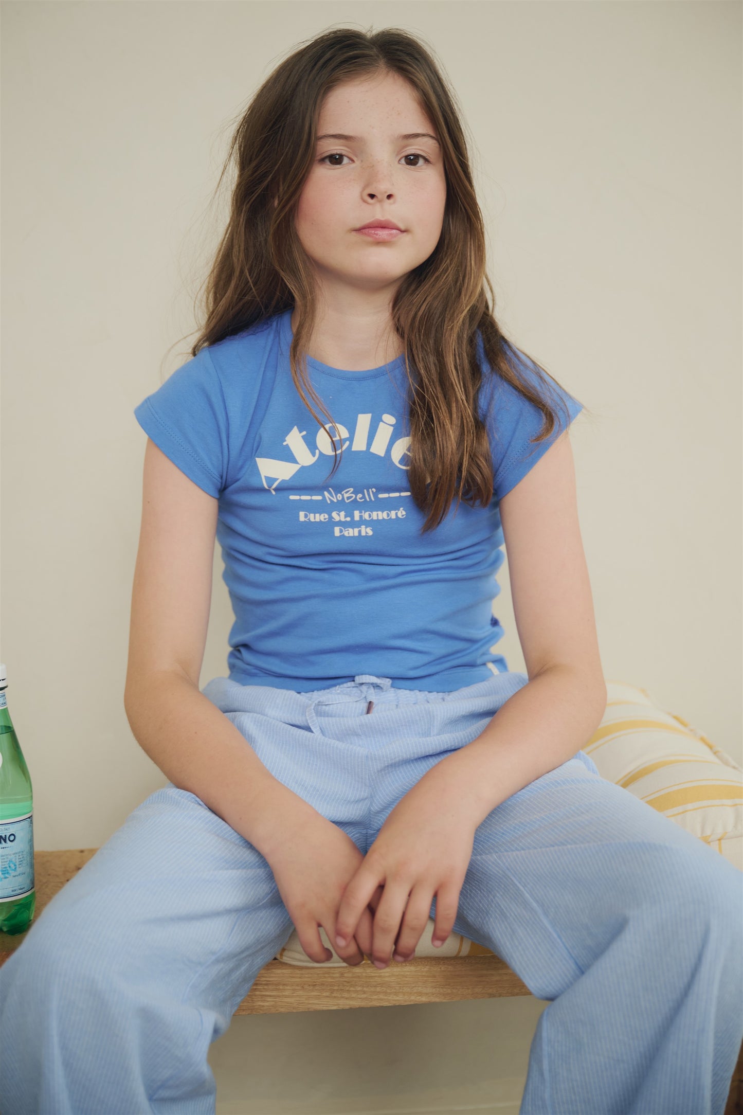 NoBell - azure blauw gestreepte broek