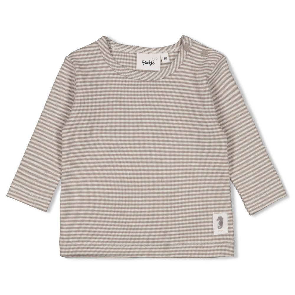 Feetje Longsleeve Rib met Streep Sea Sweeties - Baby Shirt Lange Mouw - voorkant
