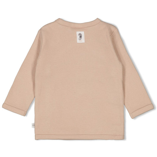Feetje Overslagshirt Rib Sea Sweeties Beige - Baby Shirt met Drukknopen - voorkant