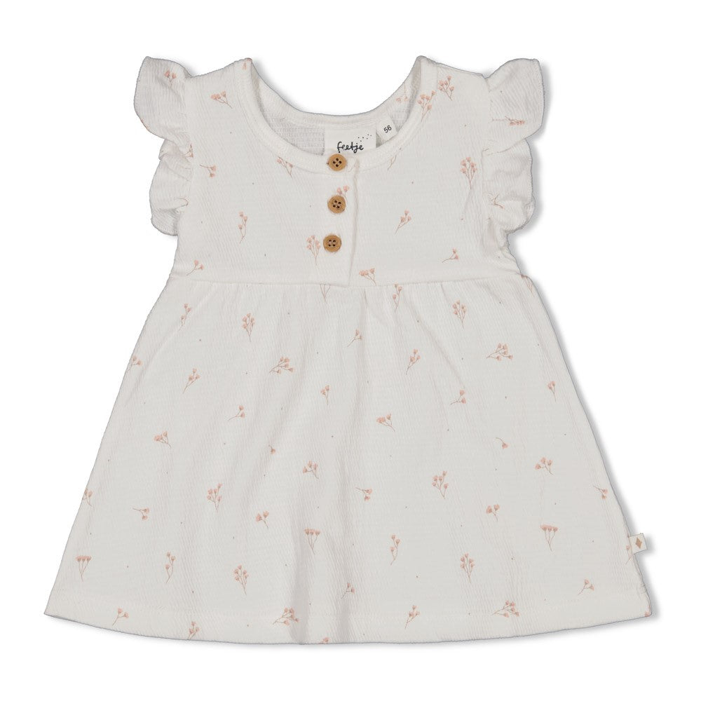 Feetje Jurk Crinkle AOP Delicate Flower - Baby Jurkje met Bloemenprint - voorkant