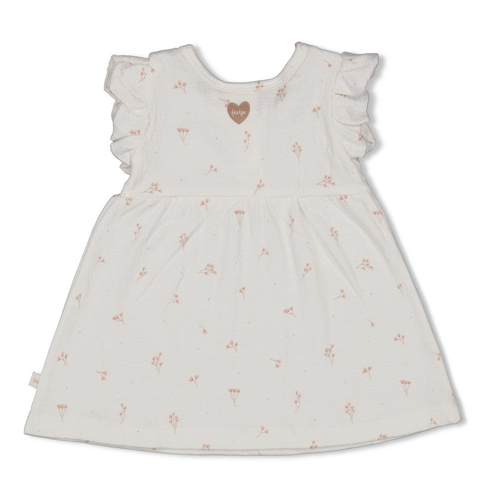 Feetje Jurk Crinkle AOP Delicate Flower - Baby Jurkje met Bloemenprint - achterkant