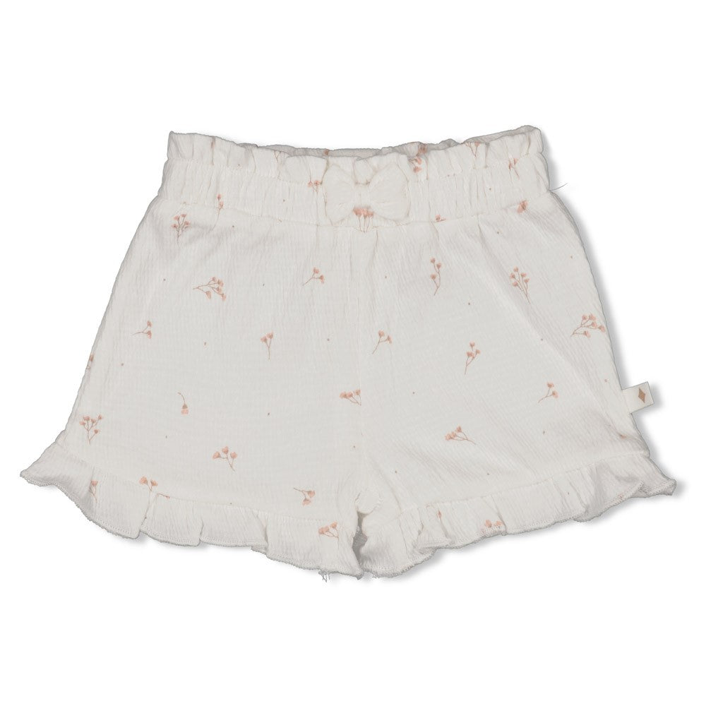 Feetje Short Crinkle Ruches AOP Delicate Flower - Baby Shortje met Bloemenprint - voorkant