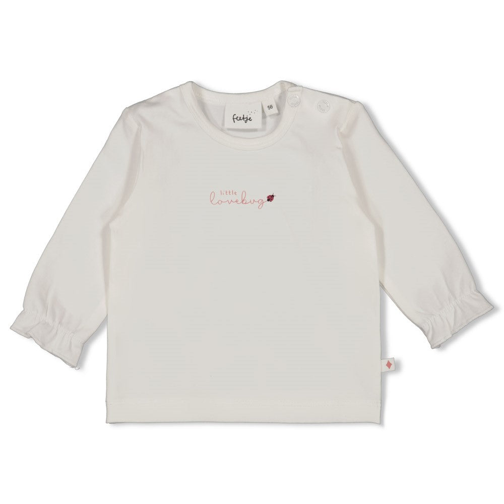 FEETJE Ladybug longsleeve wit met vrolijke lieveheersbeestje print voor meisjes babykleding