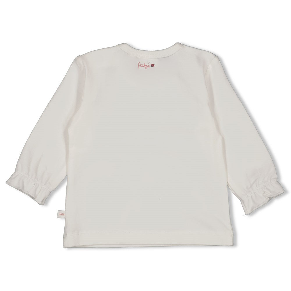 FEETJE witte baby longsleeve met Ladybug print achterkant detail meisjes shirt