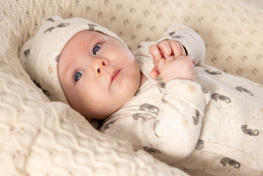 Feetje Wikkelromper Rib Sea Sweeties - Baby Romper Zeepaardjes - close up