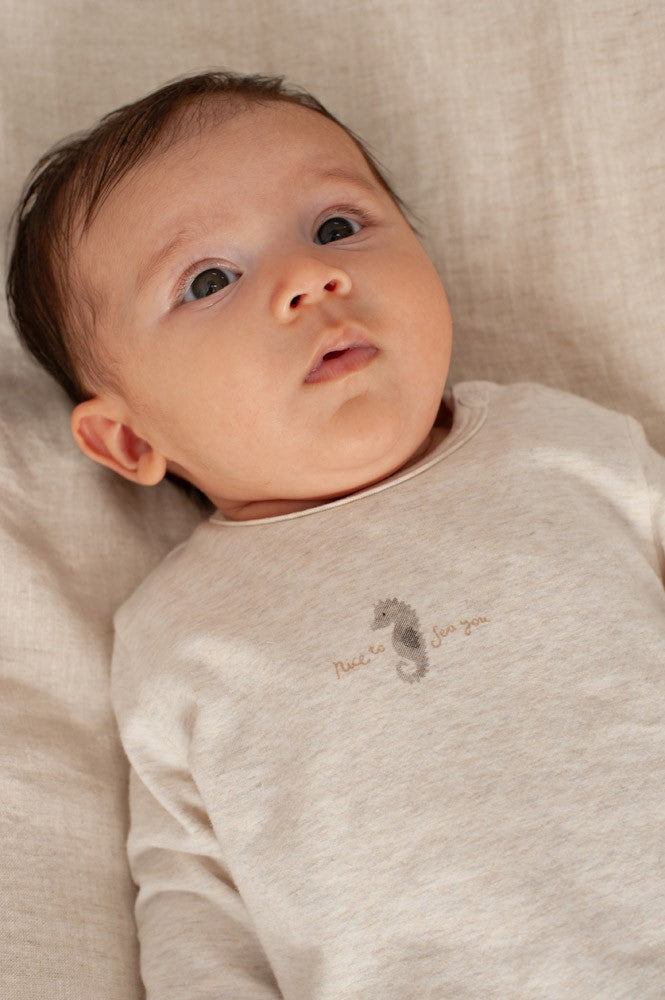 Feetje Longsleeve Sea Sweeties Offwhite Melange - Baby Shirt Lange Mouw - close up
