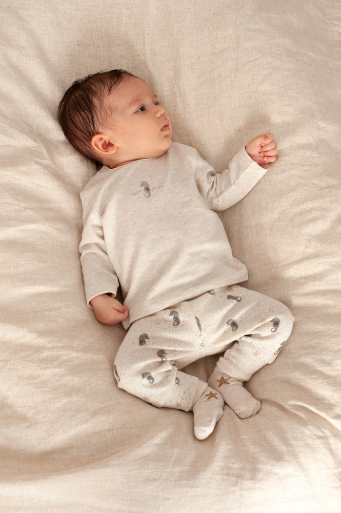 Feetje Longsleeve Sea Sweeties Offwhite Melange - Baby Shirt Lange Mouw - liggend