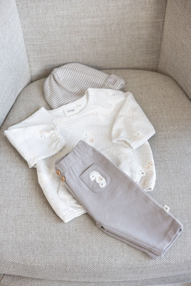 Feetje Broek Sea Sweeties Grijs - Baby Broekje met Elastische Taille - met broekje en muts