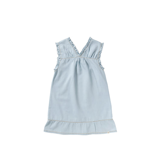 YOUR WISHES Ruffle Dress meisjes jurk in Sunlit Blue met speelse ruffle details