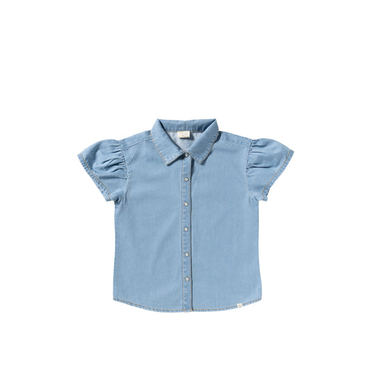 YOUR WISHES denim blouse met pofmouw voor meisjes - voorkant