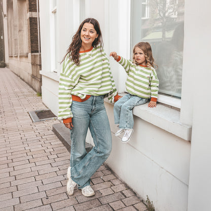 French knit sweater - gestreept Tarragon