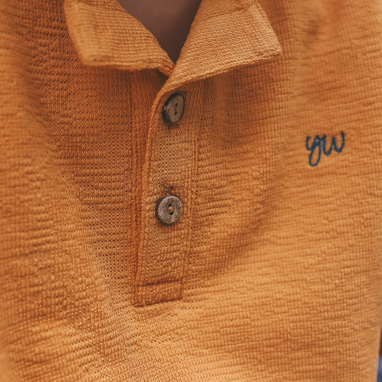 YOUR WISHES polo shirt jongens geel - close-up butterscotch polo met kraag