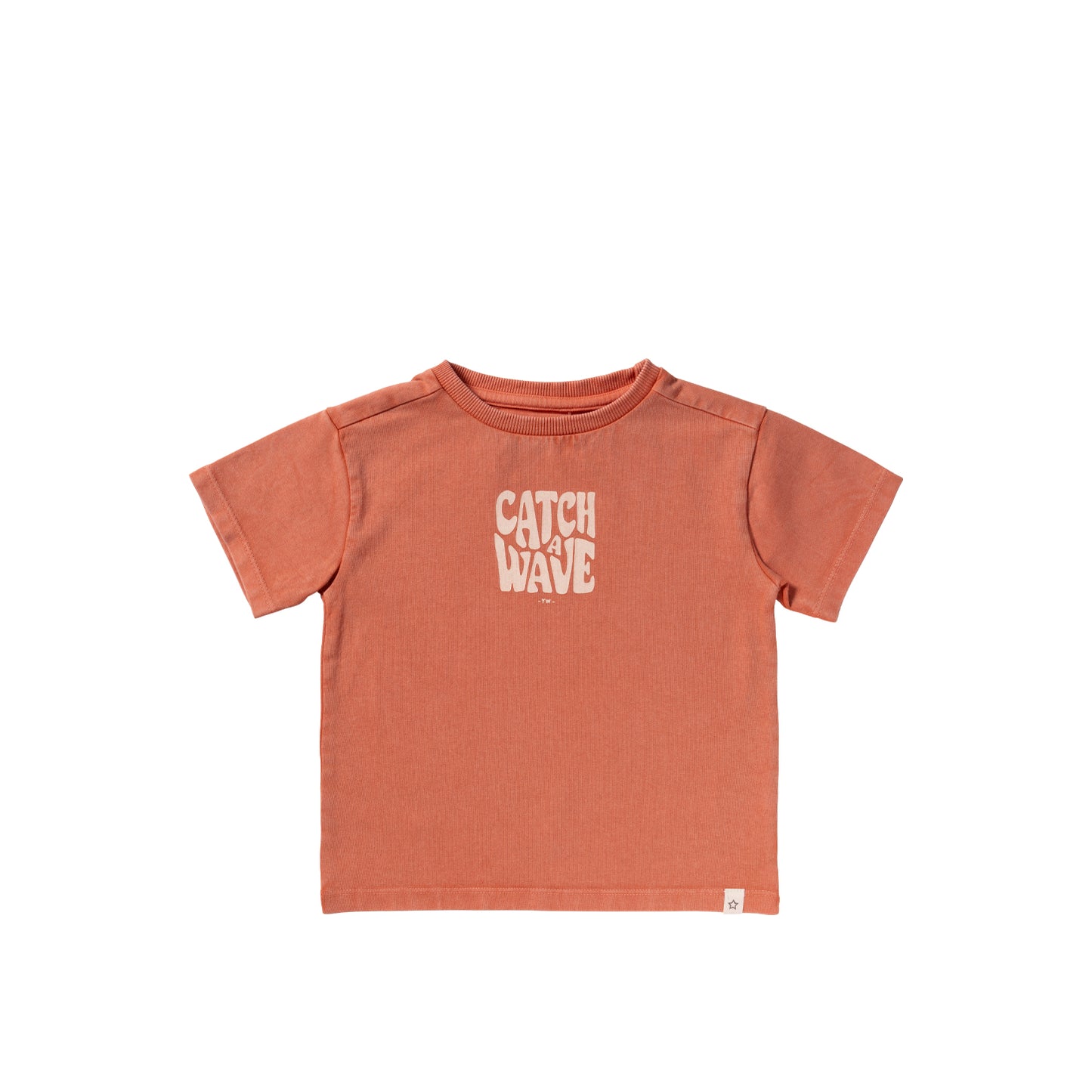 YOUR WISHES Catch a Wave T-shirt ginger oranje jongens met surfprint