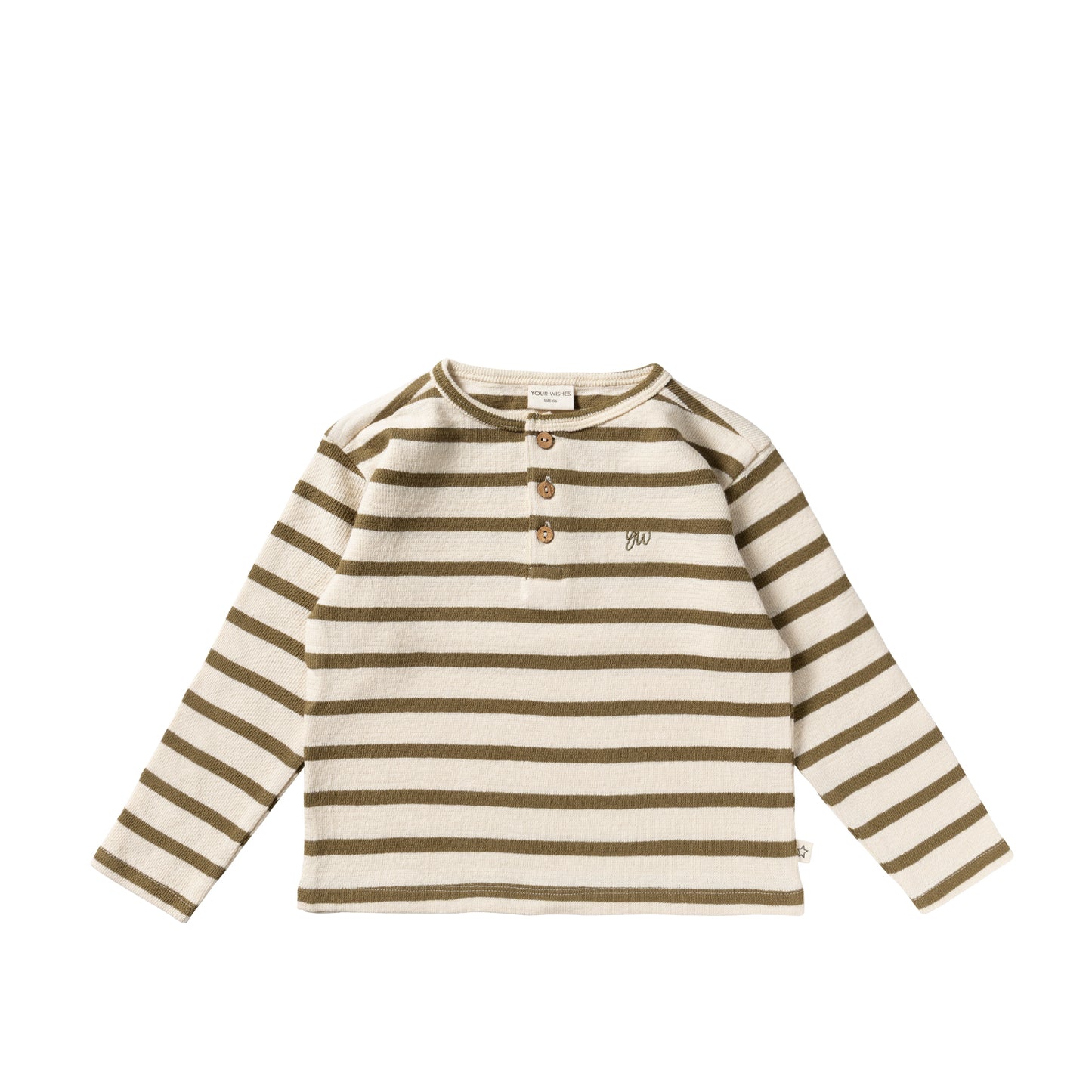 YOUR WISHES Relaxed Longsleeve Terry Stripe Olijfgroen - Stoere Jongens Longsleeve - voorkant