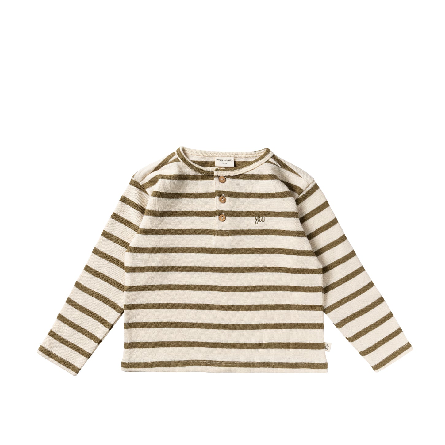 YOUR WISHES Relaxed Longsleeve Terry Stripe Olijfgroen - Stoere Jongens Longsleeve - voorkant