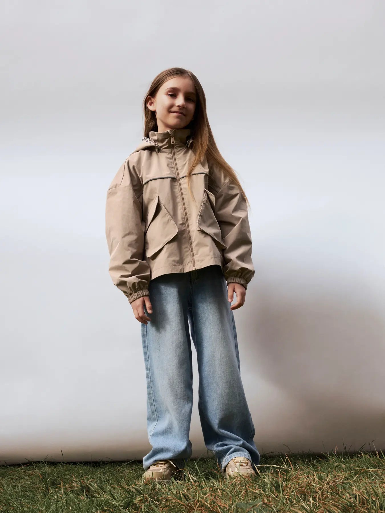NAME IT Pocket Jacket Leopard voering - Beige Tussenjas Meisjes - voorkant gestyled