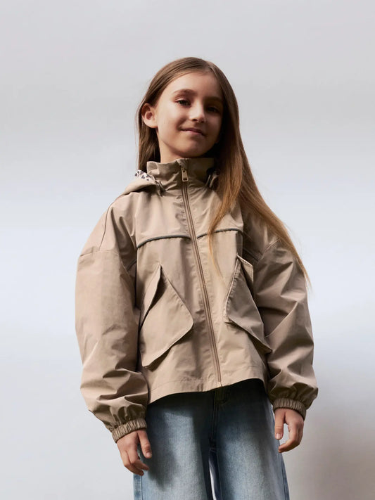 NAME IT Pocket Jacket Leopard voering - Beige Tussenjas Meisjes - gestyled closeup