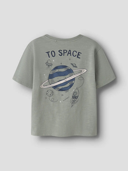NAME IT T-shirt DIB Shadow - Space Explorer Jongens Shirt Legergroen - achterkant