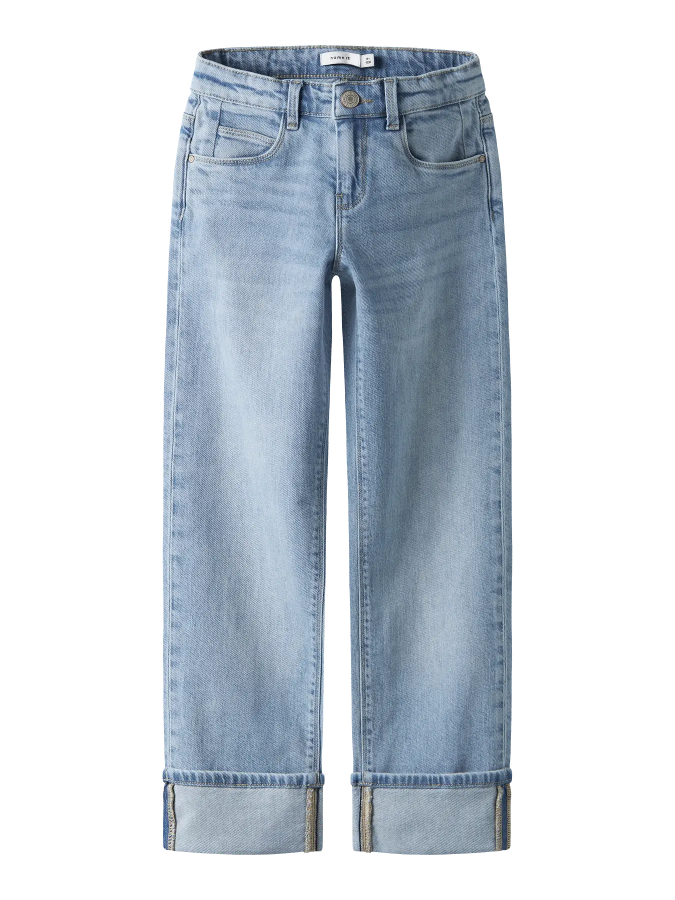 NAME IT straight fold jeans light blue meisjes - vooraanzicht