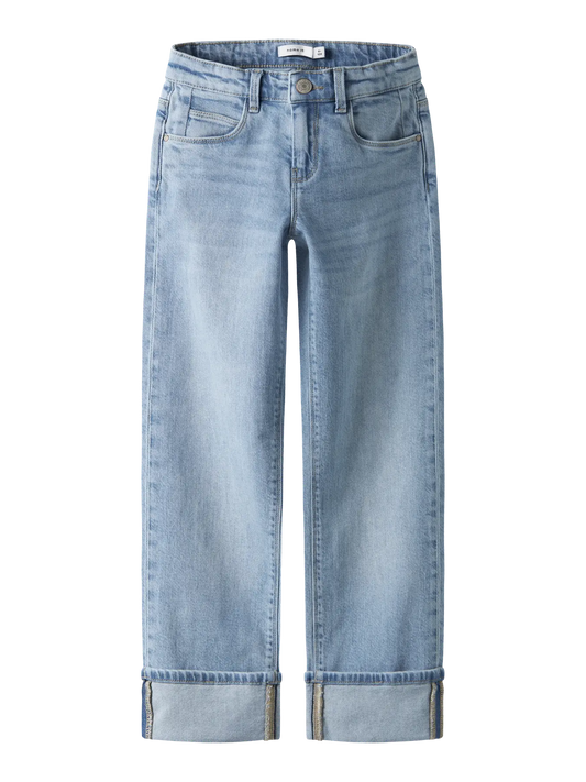 NAME IT straight fold jeans light blue meisjes - vooraanzicht