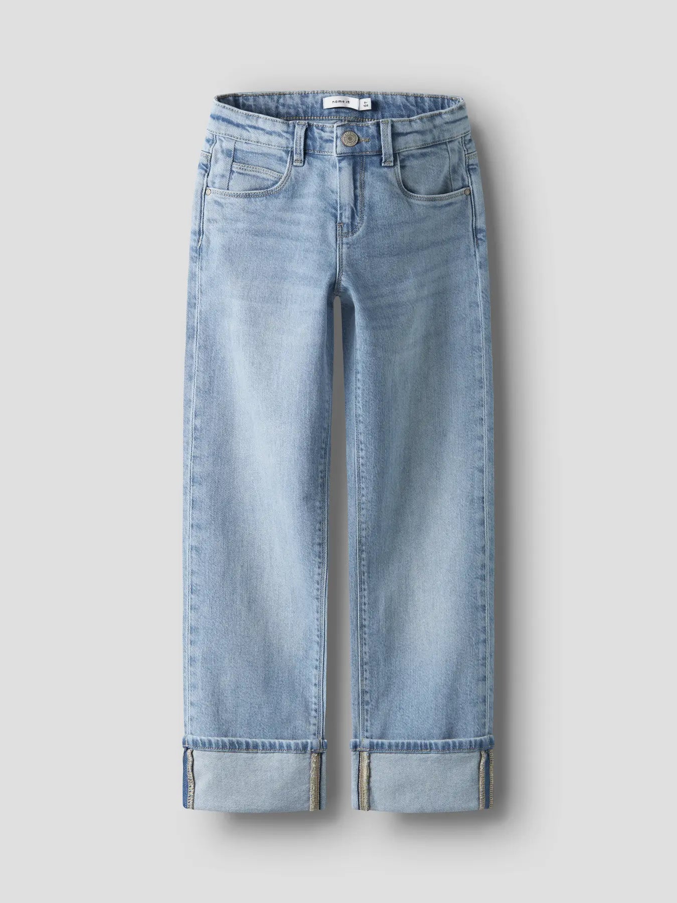 NAME IT straight fold jeans light blue meisjes - vooraanzicht