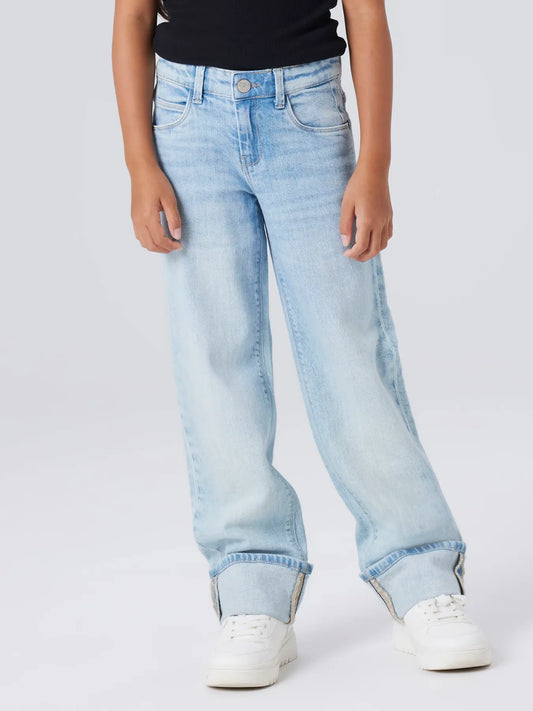 NAME IT straight fold jeans light blue meisjes - volledige lengte