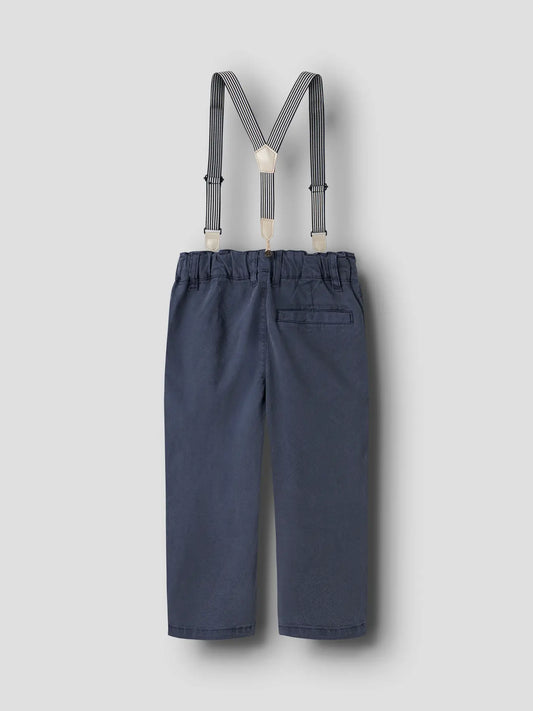 Name It Tapered Twill Broek met Bretellen - Blauw Jongens