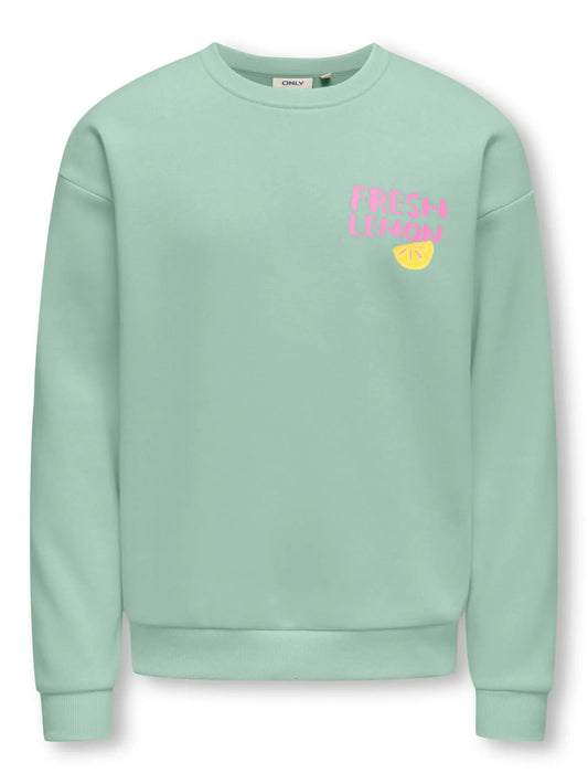 Only Loose Printed Sweater Fresh Lemon - Groen - voorkant