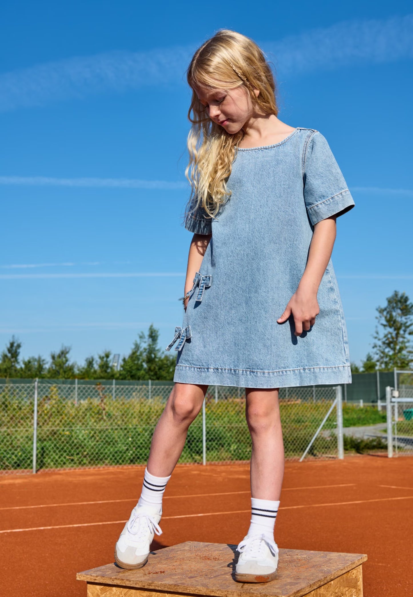 Jeans Jurk met Mouwtje en Strik – ONLY