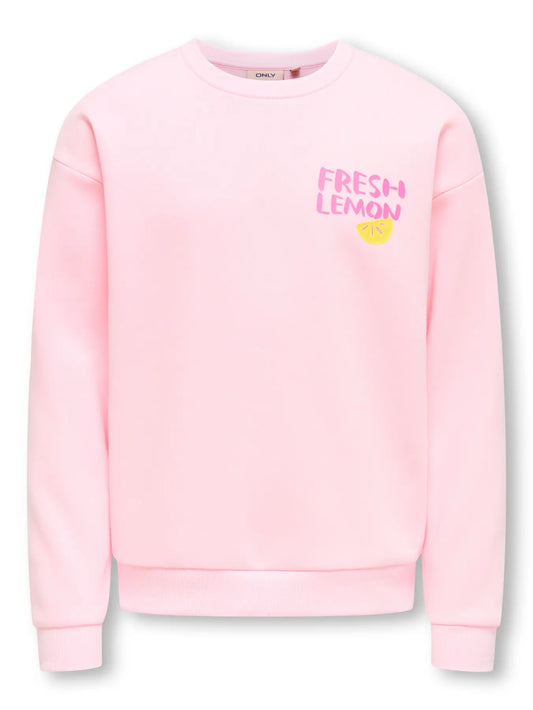 Only Loose Printed Sweater Fresh Lemon - Roze - voorkant