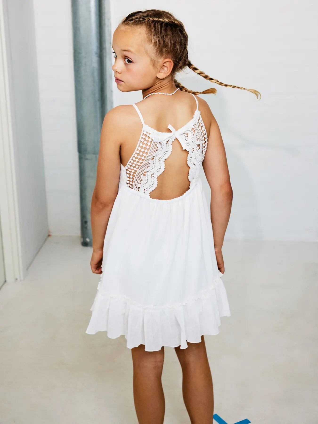 Name It Fima Dress Jet Stream – Witte Mousseline Jurk Meisjes