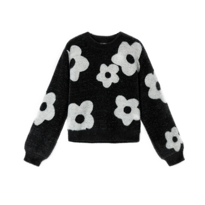 zwarte sweater met bloemen van awesome by someone