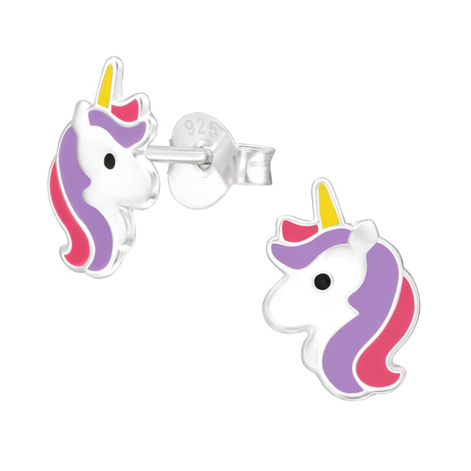 Zilveren unicorn oorbelletjes
