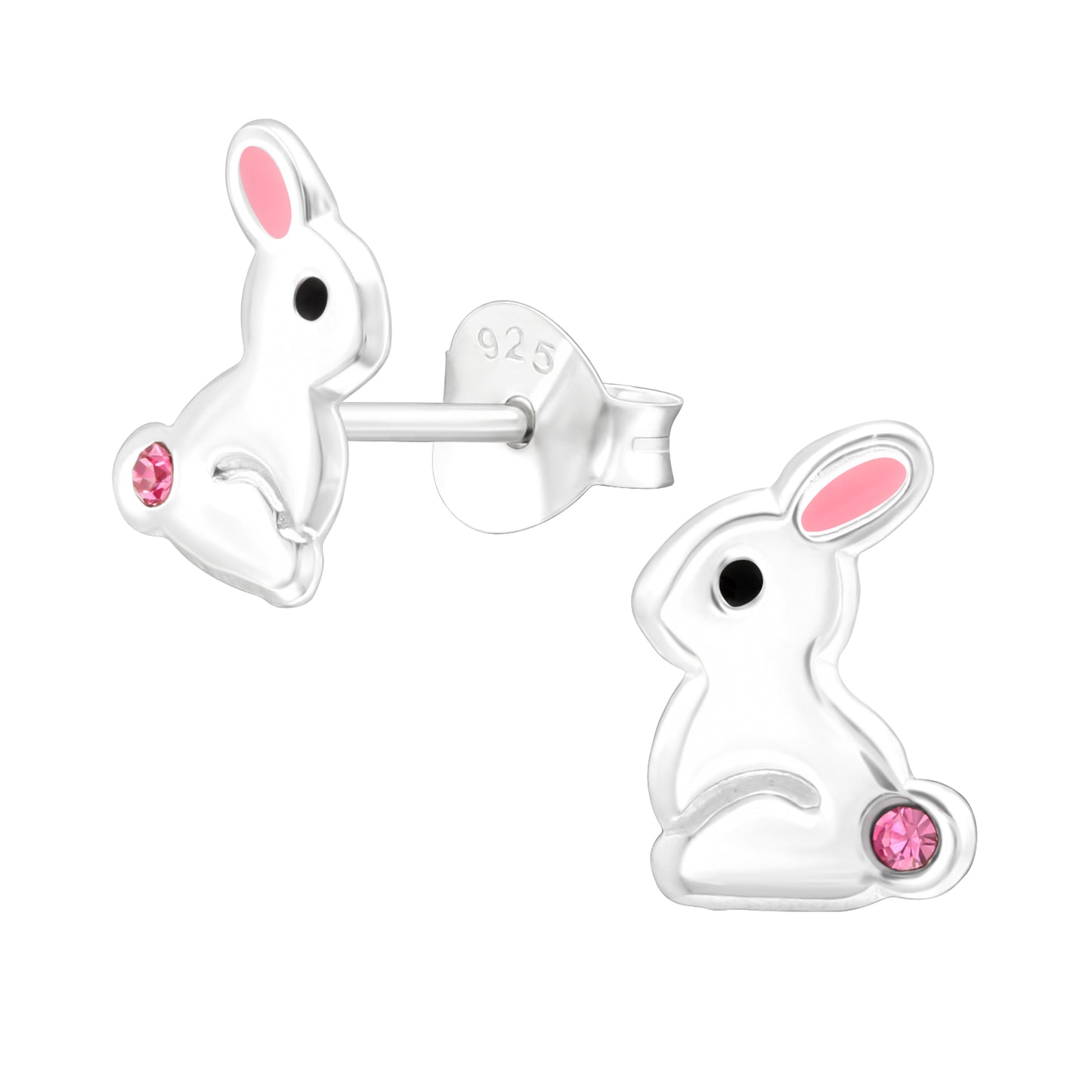 Zilveren konijnen oorbelletjes