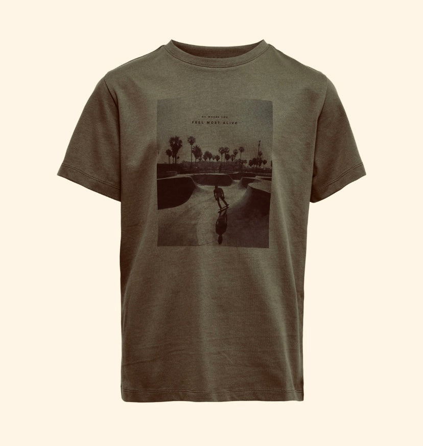 ONLY Kaki T-shirt met Print – Jongens Tieners Maat 170/176