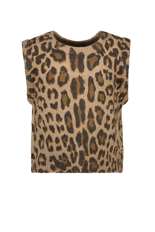 Like Flo gebreide spencer met taupe animal print.
