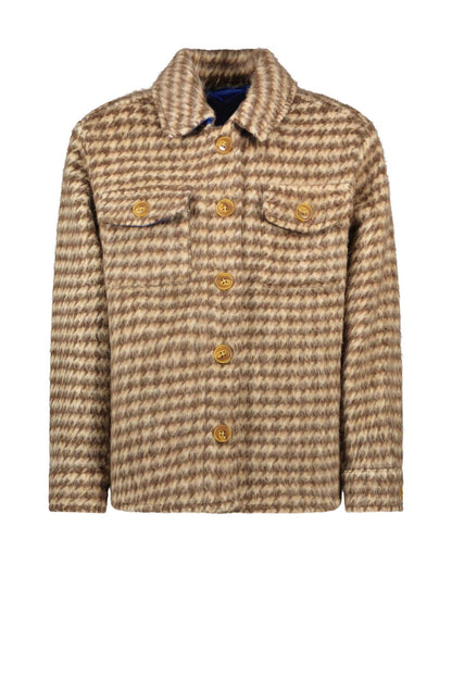 Like Flo oversized wollen meiden blouse in hippe pied-de-poule-ruit en een knoop sluiting.
