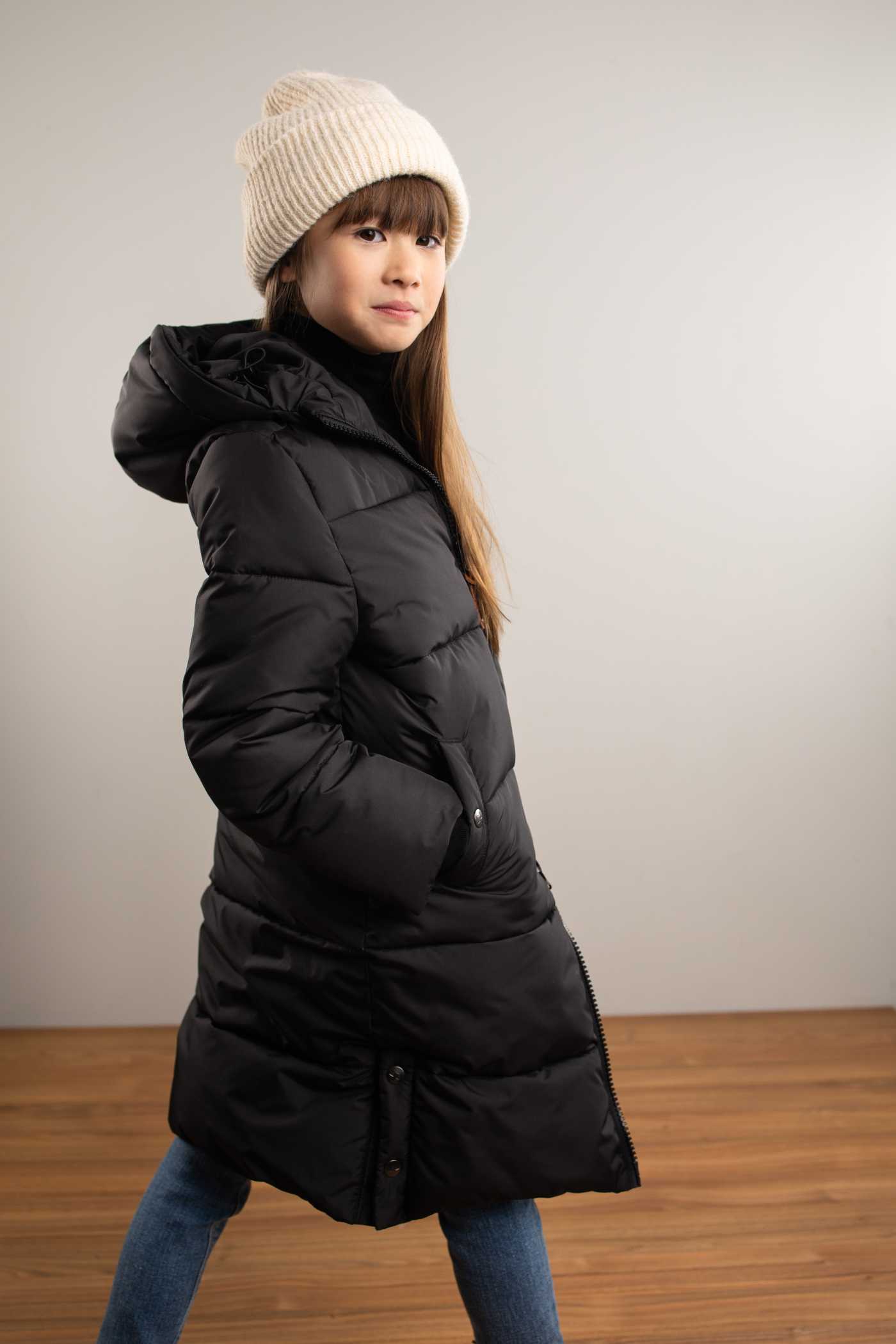 Flo girls maxi length hooded jacket