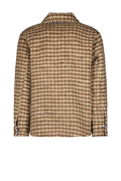 Like Flo oversized wollen meiden blouse in hippe pied-de-poule-ruit en een knoop sluiting.
