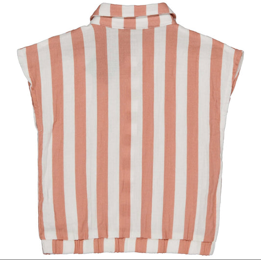 LEVV Meisjes blouse - Tosca - AOP Dusty perzik gestreept  100% Cotton
