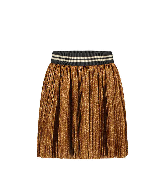 Like Flo Meisjes rok metallic plisse - Hazelnoot