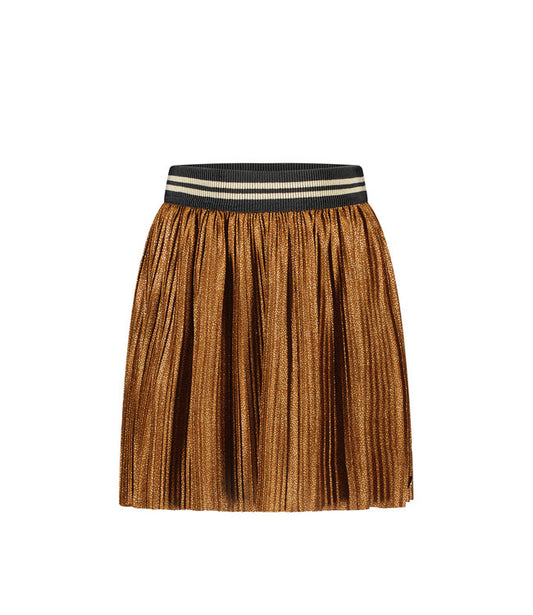Like Flo Meisjes rok metallic plisse - Hazelnoot
